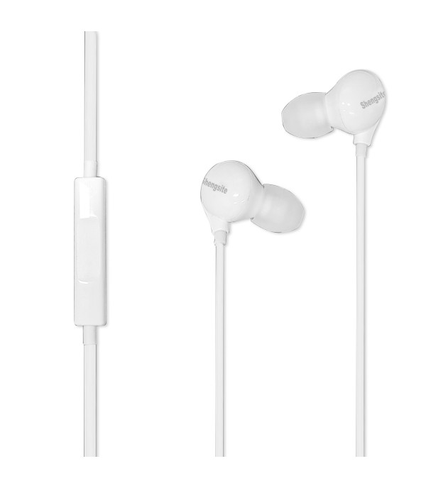 Shengsite in-Ear Earbud Headphones, Earpod with Powerful Sound and Built-in Microphone, Wired Earbud with Silicone Ear Pieces