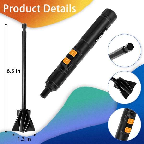 Shengsite Electric Epoxy Resin Mixer, Handheld Epoxy Resin Mixer with 4 Paddles, USB Rechargeable Resin Stirrer for Minimizing Bubbles, Electric Stirrer for Epoxy Resin, Paint